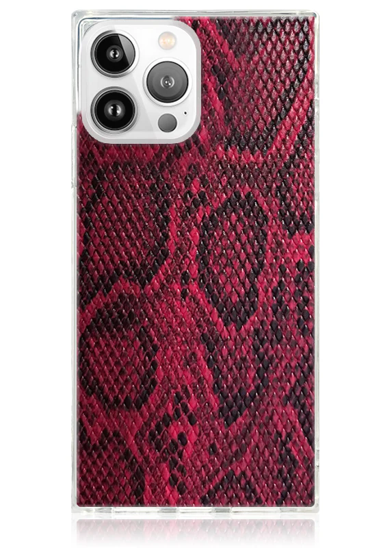 SQUARE® Red Python Faux Leather iPhone Case - Image 19