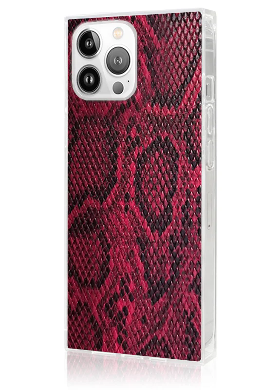 SQUARE® Red Python Faux Leather iPhone Case - Image 20