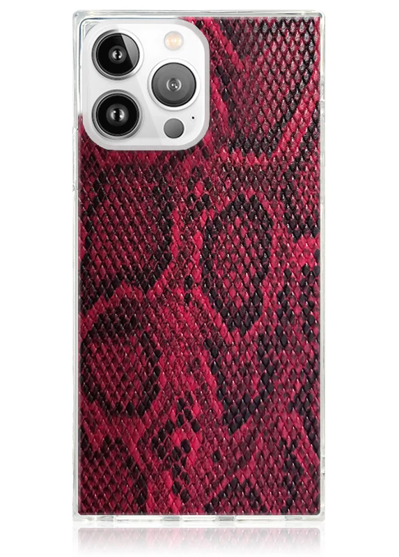 SQUARE® Red Python Faux Leather iPhone Case - Image 5