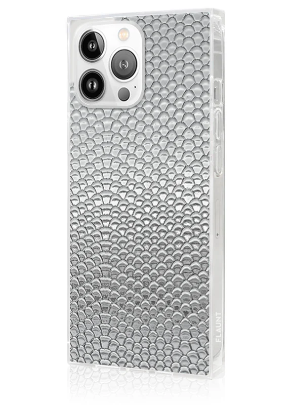 SQUARE® Silver Metallic Snakeskin Faux Leather iPhone Case - Image 16
