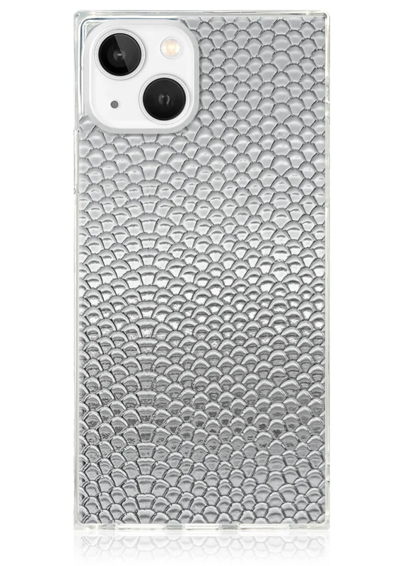 SQUARE® Silver Metallic Snakeskin Faux Leather iPhone Case - Image 17