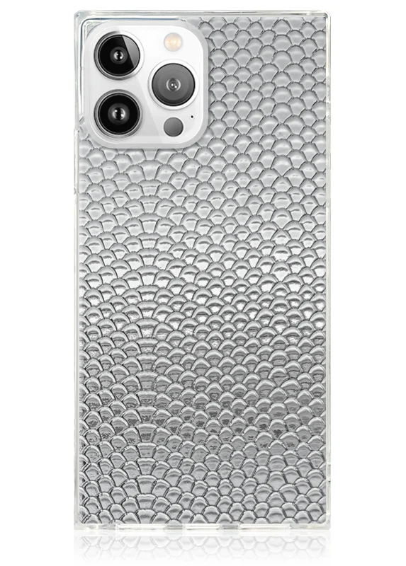 SQUARE® Silver Metallic Snakeskin Faux Leather iPhone Case - Image 19