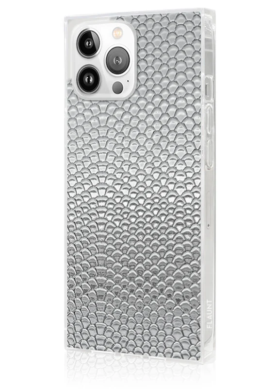 SQUARE® Silver Metallic Snakeskin Faux Leather iPhone Case - Image 20