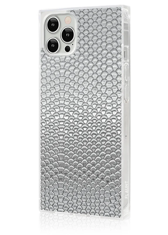 SQUARE® Silver Metallic Snakeskin Faux Leather iPhone Case - Image 26