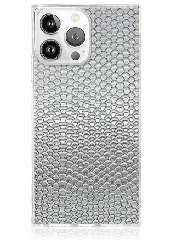 SQUARE® Silver Metallic Snakeskin Faux Leather iPhone Case - Image 5
