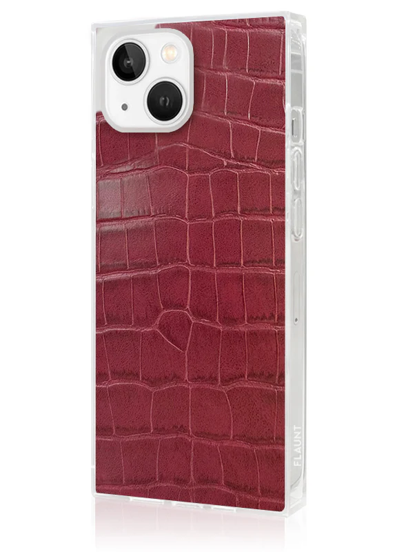 SQUARE® Burgundy Crocodile Faux Leather iPhone Case - Image 38