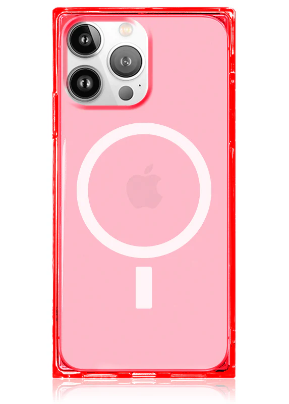 SQUARE® Clear Neon Pink iPhone Case - Image 29