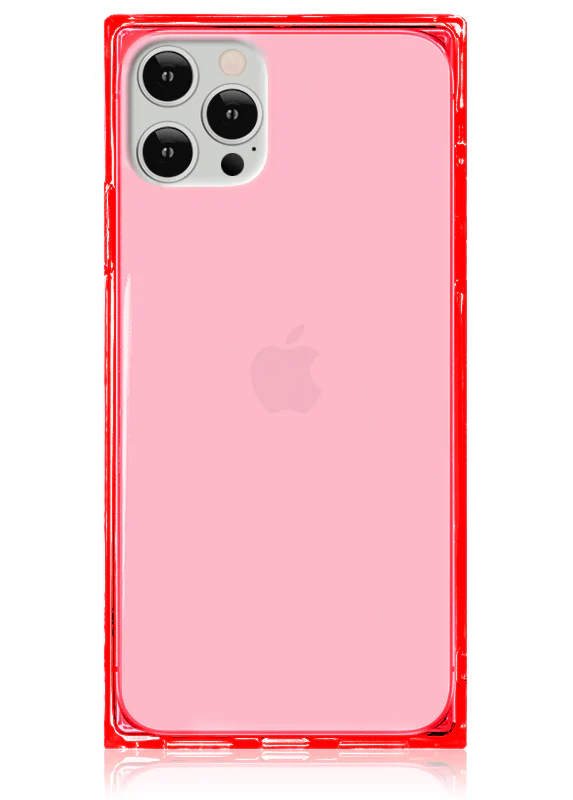 SQUARE® Clear Neon Pink iPhone Case - Image 3