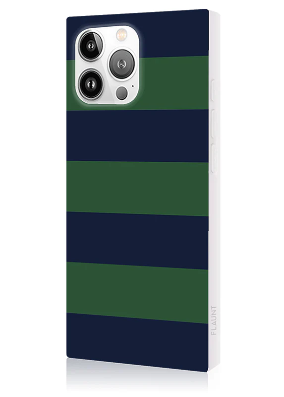 SQUARE® Navy & Green Rugby Stripe iPhone Case - Image 4