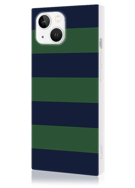 SQUARE® Navy & Green Rugby Stripe iPhone Case - Image 40