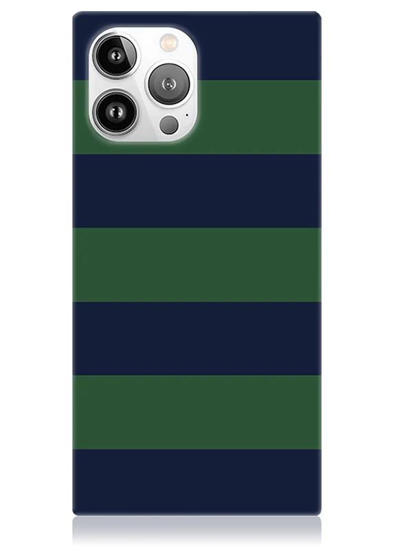 SQUARE® Navy & Green Rugby Stripe iPhone Case - Image 45