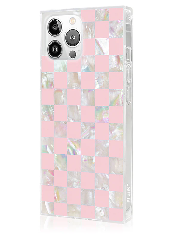SQUARE® Pink Checkered Mother of Pearl iPhone Case - Image 26
