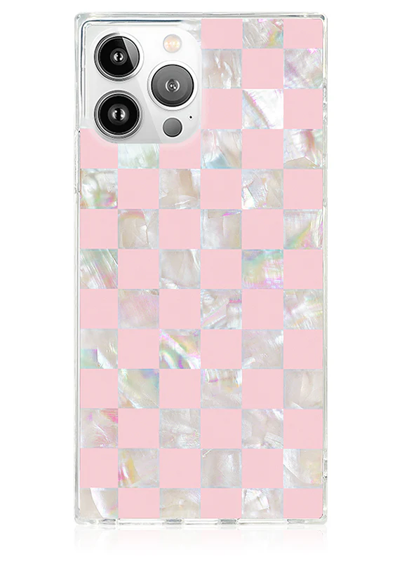 SQUARE® Pink Checkered Mother of Pearl iPhone Case - Image 31