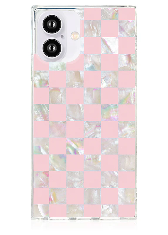 SQUARE® Pink Checkered Mother of Pearl iPhone Case - Image 35