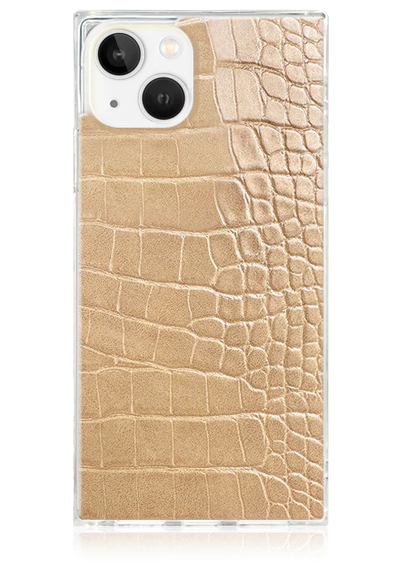 SQUARE® Tan Crocodile Faux Leather iPhone Case - Image 19
