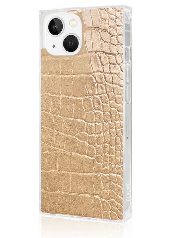SQUARE® Tan Crocodile Faux Leather iPhone Case - Image 20