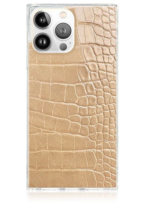 SQUARE® Tan Crocodile Faux Leather iPhone Case - Image 37