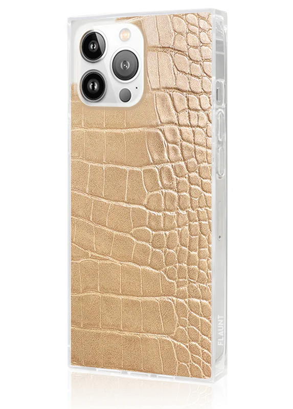 SQUARE® Tan Crocodile Faux Leather iPhone Case - Image 40