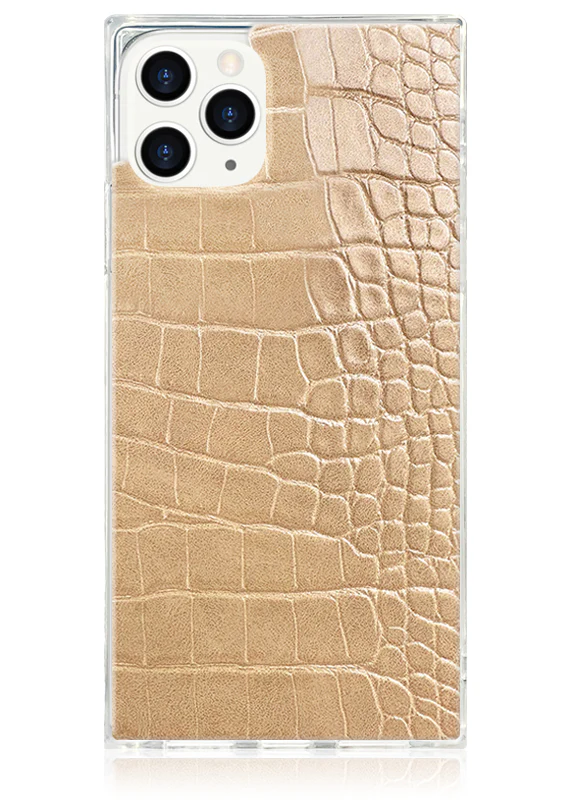 SQUARE® Tan Crocodile Faux Leather iPhone Case - Image 7