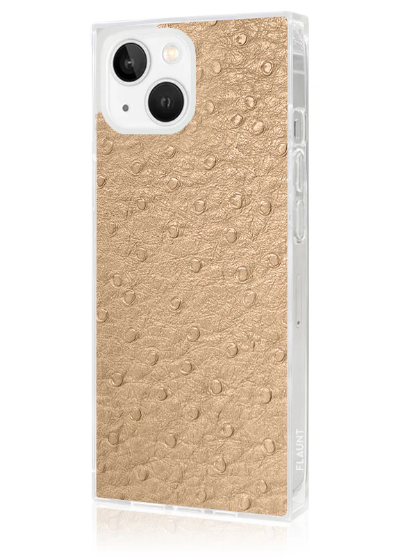 SQUARE® Tan Ostrich Faux Leather iPhone Case - Image 10