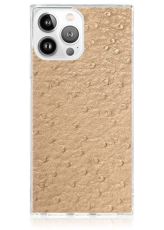 SQUARE® Tan Ostrich Faux Leather iPhone Case - Image 21