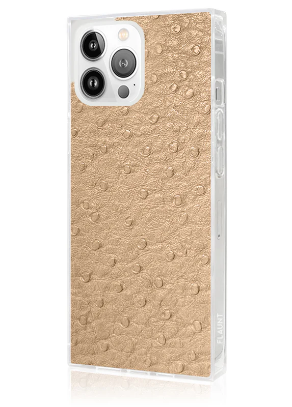 SQUARE® Tan Ostrich Faux Leather iPhone Case - Image 36
