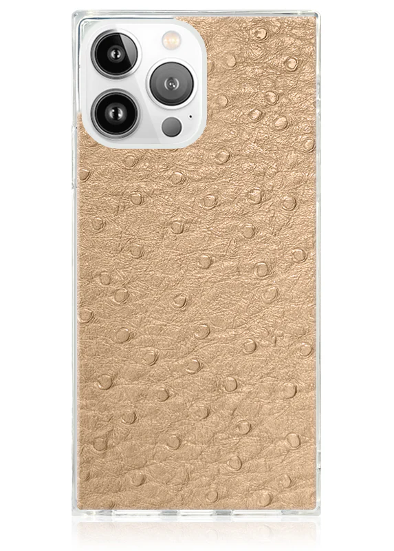 SQUARE® Tan Ostrich Faux Leather iPhone Case - Image 7