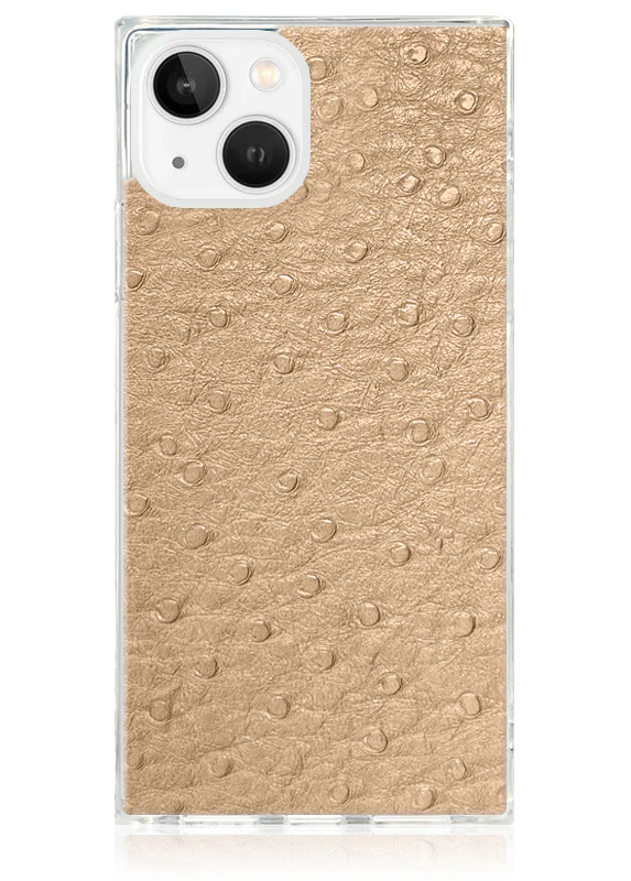 SQUARE® Tan Ostrich Faux Leather iPhone Case - Image 9
