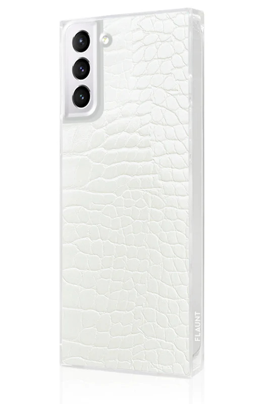 SQUARE® White Crocodile Faux Leather Galaxy Case - Image 10