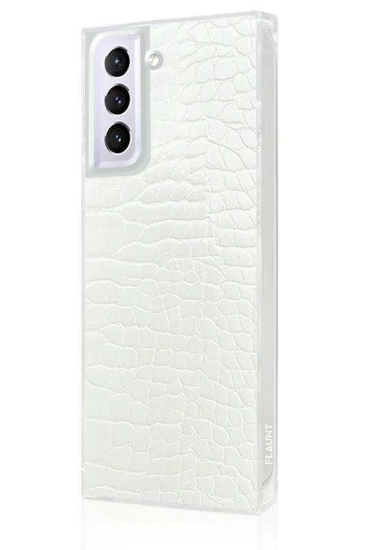 SQUARE® White Crocodile Faux Leather Galaxy Case - Image 12