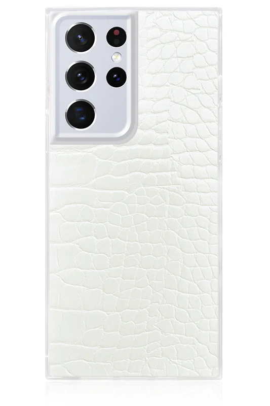 SQUARE® White Crocodile Faux Leather Galaxy Case - Image 13
