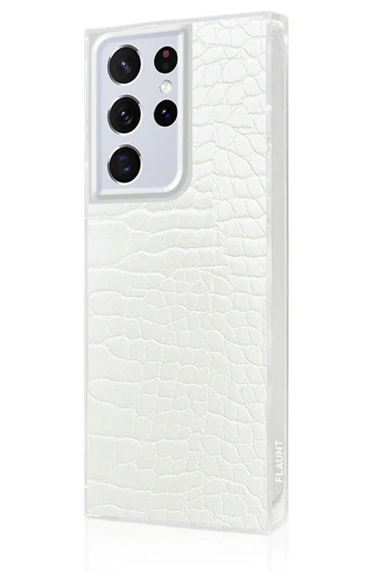 SQUARE® White Crocodile Faux Leather Galaxy Case - Image 14