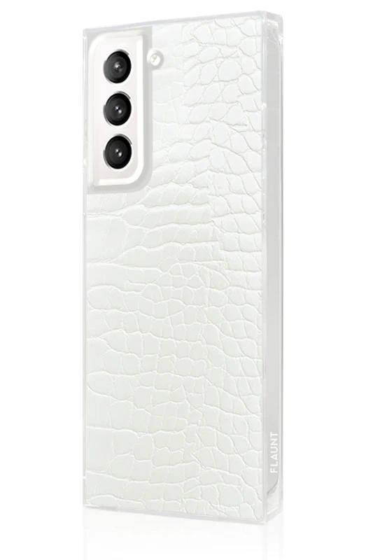 SQUARE® White Crocodile Faux Leather Galaxy Case - Image 16