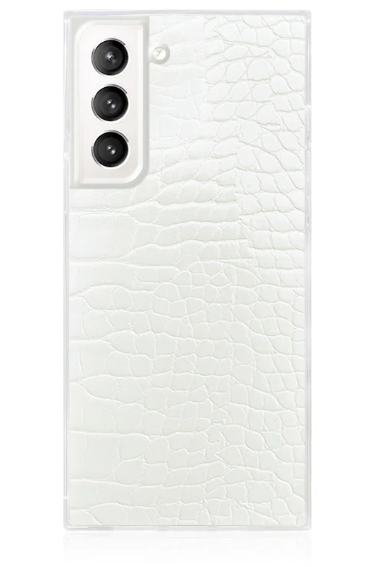 SQUARE® White Crocodile Faux Leather Galaxy Case - Image 17