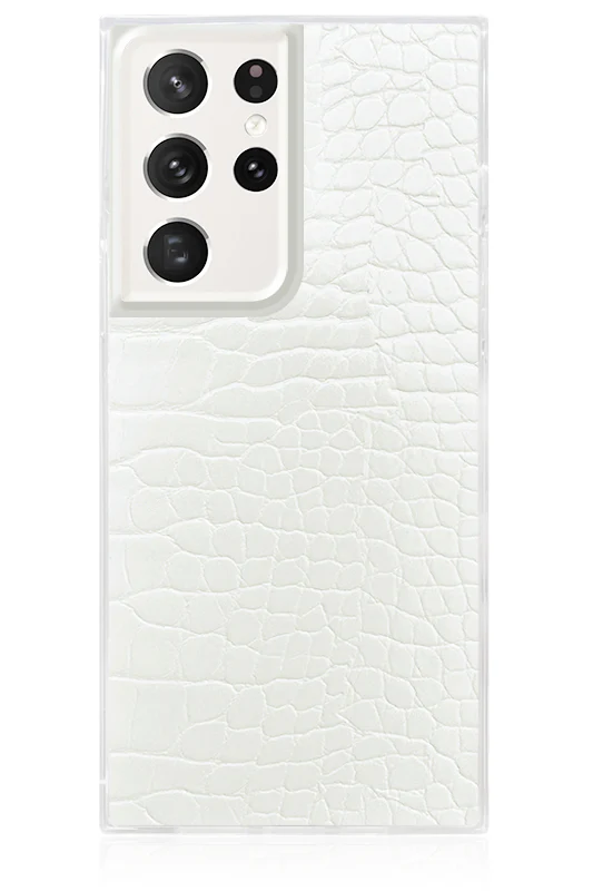 SQUARE® White Crocodile Faux Leather Galaxy Case - Image 19