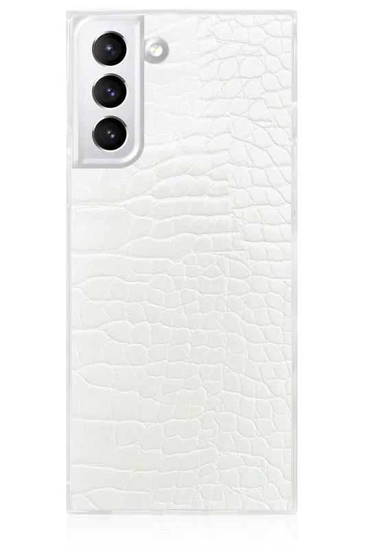 SQUARE® White Crocodile Faux Leather Galaxy Case - Image 3