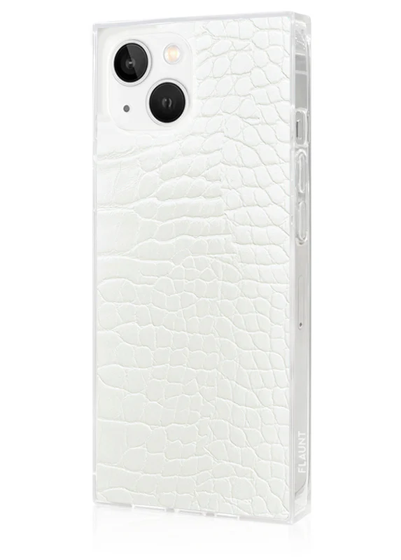SQUARE® White Crocodile Faux Leather iPhone Case - Image 18