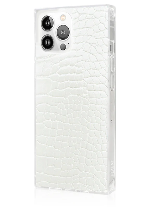 SQUARE® White Crocodile Faux Leather iPhone Case - Image 22