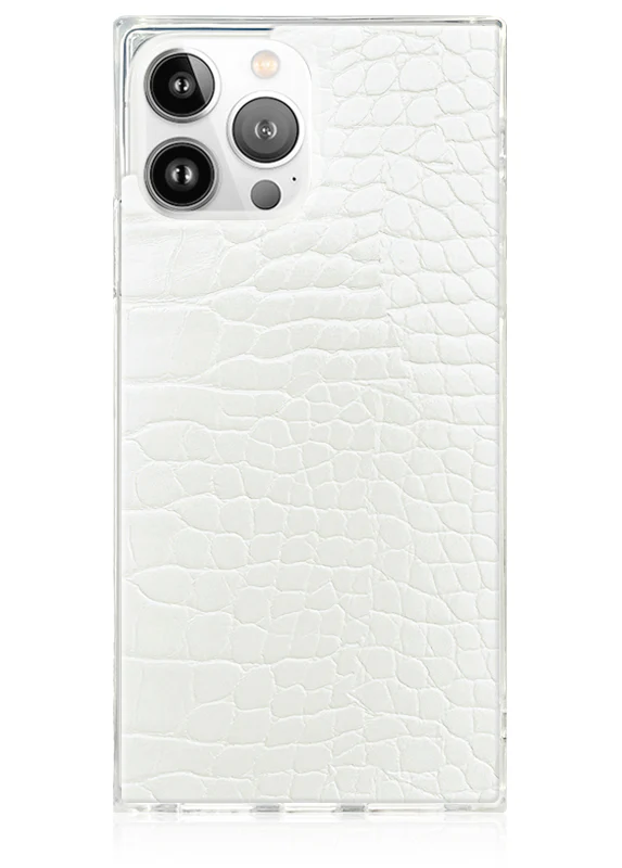 SQUARE® White Crocodile Faux Leather iPhone Case - Image 23