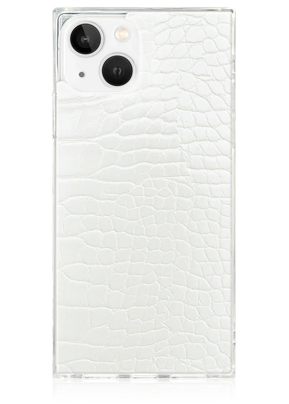 SQUARE® White Crocodile Faux Leather iPhone Case - Image 31
