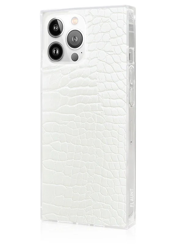 SQUARE® White Crocodile Faux Leather iPhone Case - Image 44