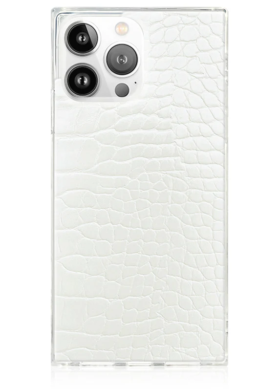 SQUARE® White Crocodile Faux Leather iPhone Case - Image 7